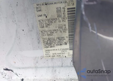 2018 Nissan Titan Xd Platinum Reserve Diesel from USA, damaged, VIN 1N6BA1F49JN521600